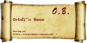 Orbán Bese névjegykártya